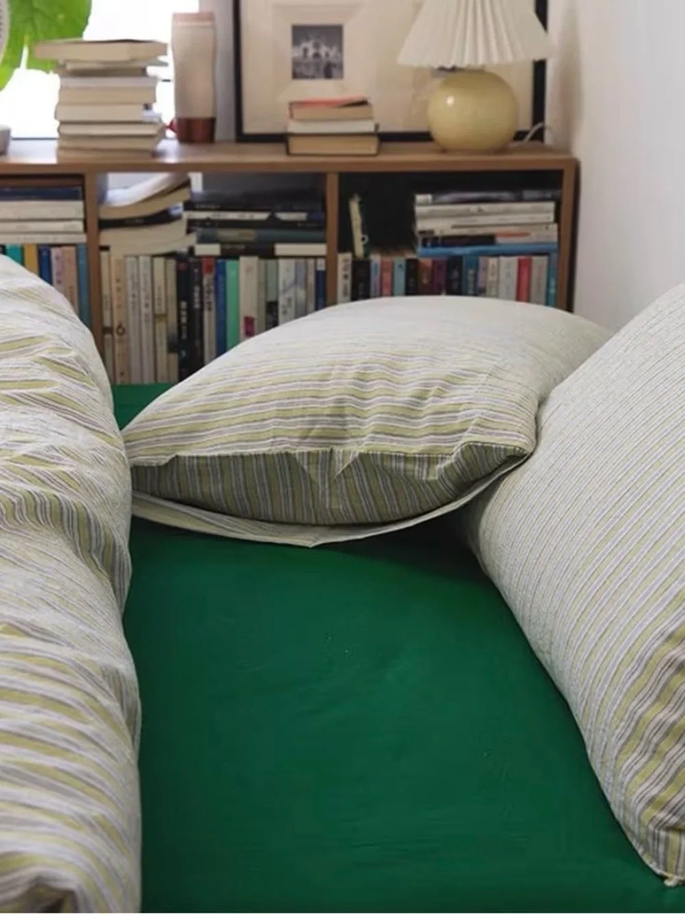 FULL SIZE Duvet Set 100% Washed Cotton - YELLOW & WHITE STRIPE